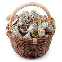 Basket full of dollar billsزیباترین سبد زندگانی دیگر گل نیست